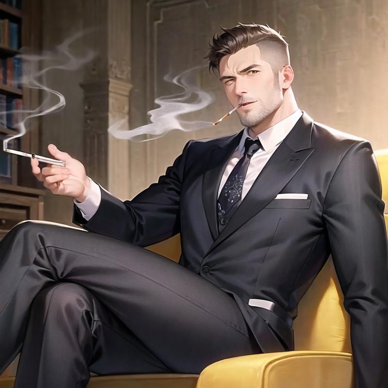 05597-1074684492-1man, middleage man, beard, (smoking_1.2), sitting on lounge chair, suit, glass of whiskey, lounge background.png